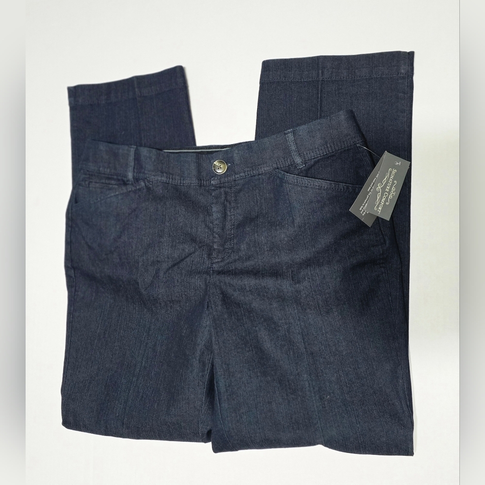 NWT Christopher & Banks Womens 12 Dark Blue Denim Pants Signature Comfort - Picture 8 of 12